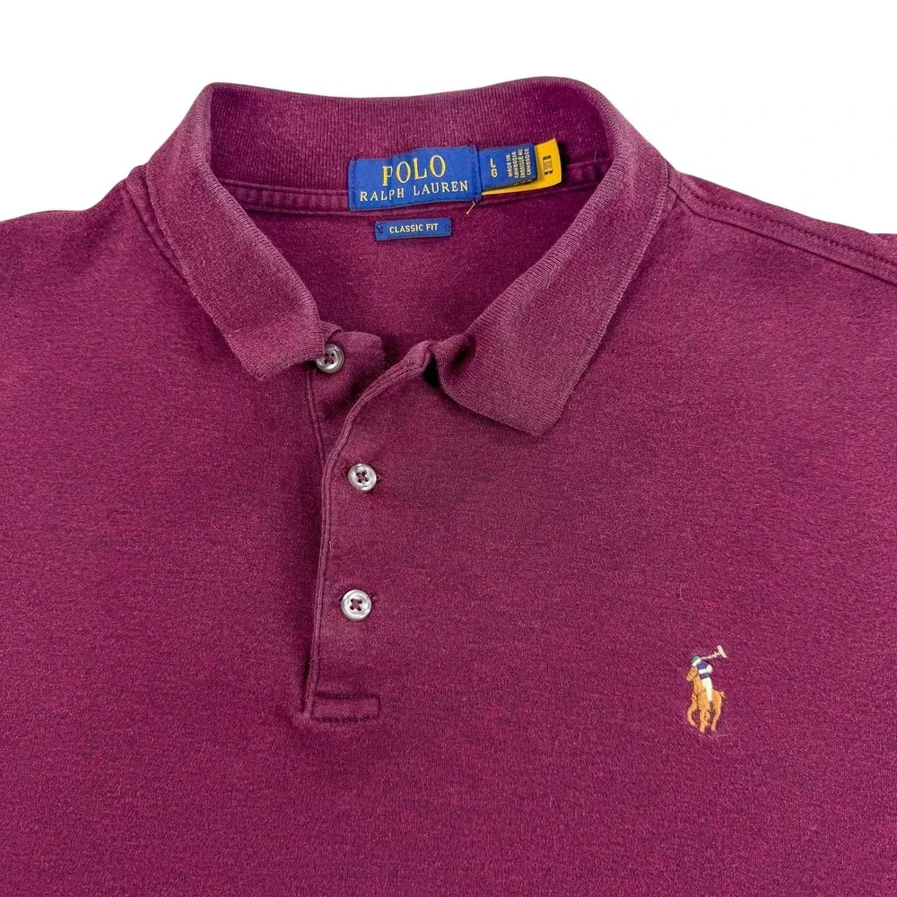 Polo Ralph Lauren Polo Shirt Mens Large Red Long Sleeve Classic Fit Pony Logo‎